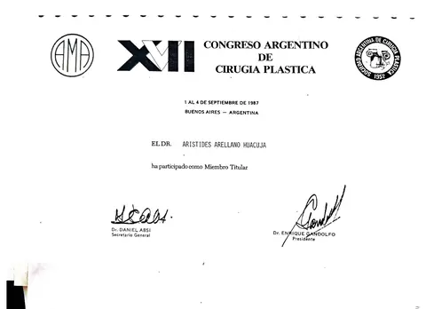 Congreso Argentino — miembro titular — Buenos Aires, 1–4 de septiembre de 1987