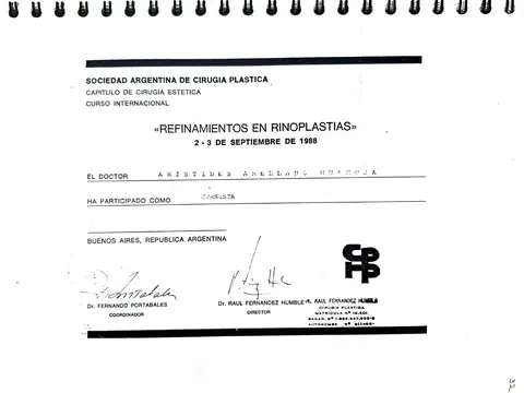 Curso internacional — Capítulo de Cirugía Estética — Sociedad Argentina de Cirugía Plástica · Buenos Aires, 1988