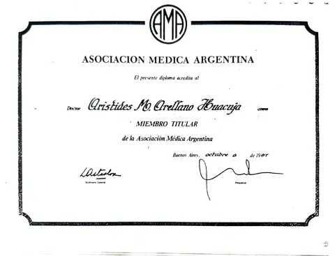 Miembro titular — Asociación Médica Argentina — Buenos Aires, octubre de 1988