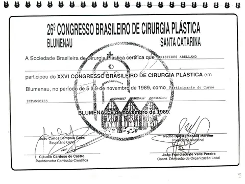 Curso de actualización: expansores — XXVI Congresso Brasileiro de Cirurgia Plástica · Blumenau, 1989