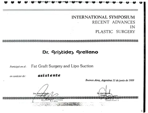 International Symposium on Fat Graft Surgery and Liposuction — Buenos Aires, 11 de junio de 1989