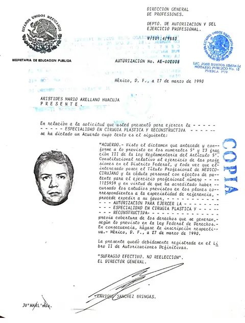 Autorización DGP de la Especialidad — AE-002008 — Dirección General de Profesiones (DGP) · México D.F., 27 de marzo de 1990