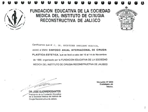 Curso — Fundación Educativa, Instituto de Cirugía Reconstructiva de Jalisco — Dr. José Guerrerosantos · Guadalajara, 1990