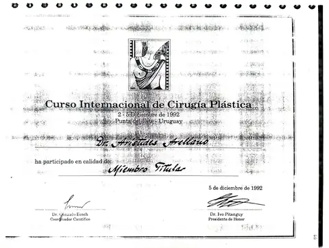 Curso Internacional de Cirugía Plástica — presidente de honor Dr. Ivo Pitanguy — 2–5 de diciembre de 1992