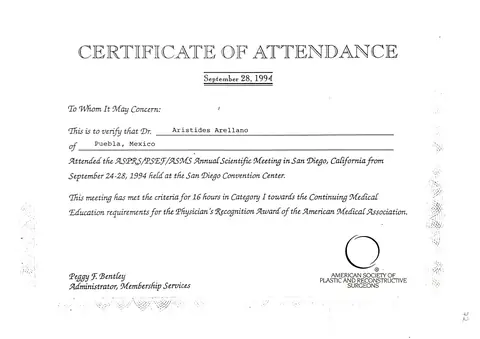 Certificado AMA — Physician's Recognition Award — American Medical Association · 1994