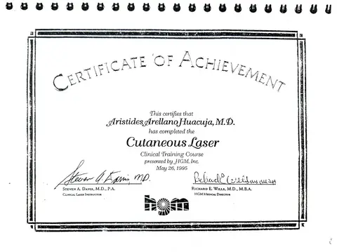 Cutaneous Laser Clinical Training Course — HGM Inc. — Dr. Steven A. Davis, Clinical Laser Instructor · 1995
