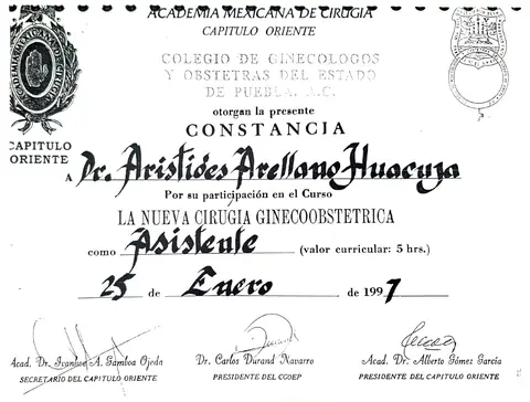 La nueva cirugía ginecoobstétrica — asistente — Academia Mexicana de Cirugía, Capítulo Oriente