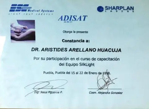 Curso de capacitación — equipo SilkLight — ESC Medical Systems / Sharplan · Puebla, 15–22 de enero de 1998