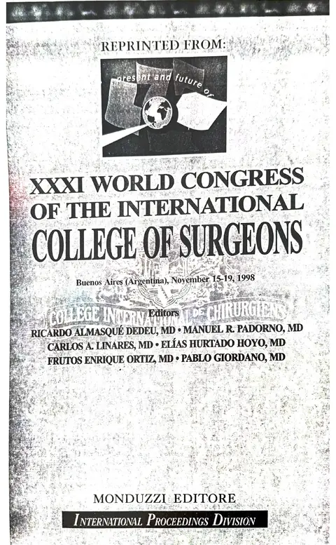 Ponencia publicada: XXXI World Congress — International College of Surgeons — Buenos Aires · 15–19 de noviembre de 1998