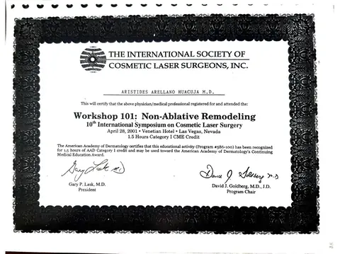 American Academy of Dermatology — CME Award (Workshop 101) — AAD — Dr. Gary P. Lask · 2001