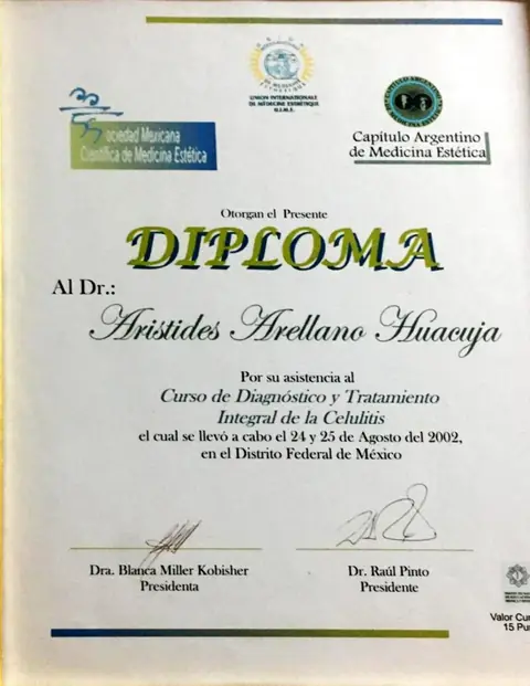 Curso de diagnóstico y tratamiento integral de la celulitis — UIME / Sociedad Mexicana de Medicina Estética y Capítulo Argentino · CDMX, 24–25 de agosto de 2002