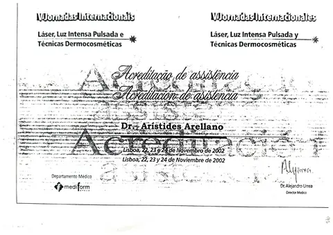 V Jornadas Internacionales: láser, luz intensa pulsada y técnicas dermocosméticas — Lisboa · 22–24 de noviembre de 2002