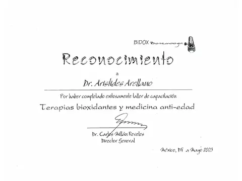 Taller: terapias bioxidantes y medicina anti-edad — BIDOX Biotecnología · mayo de 2003