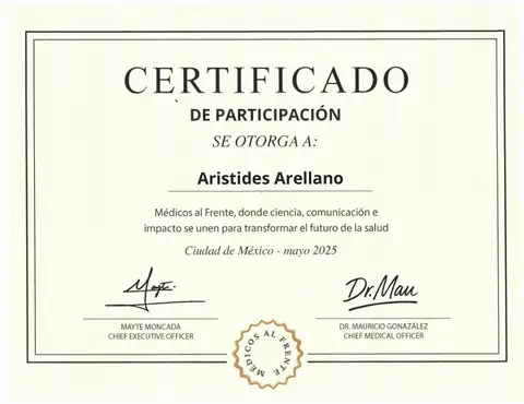 Certificado — Médicos al Frente — Ciudad de México · mayo de 2025
